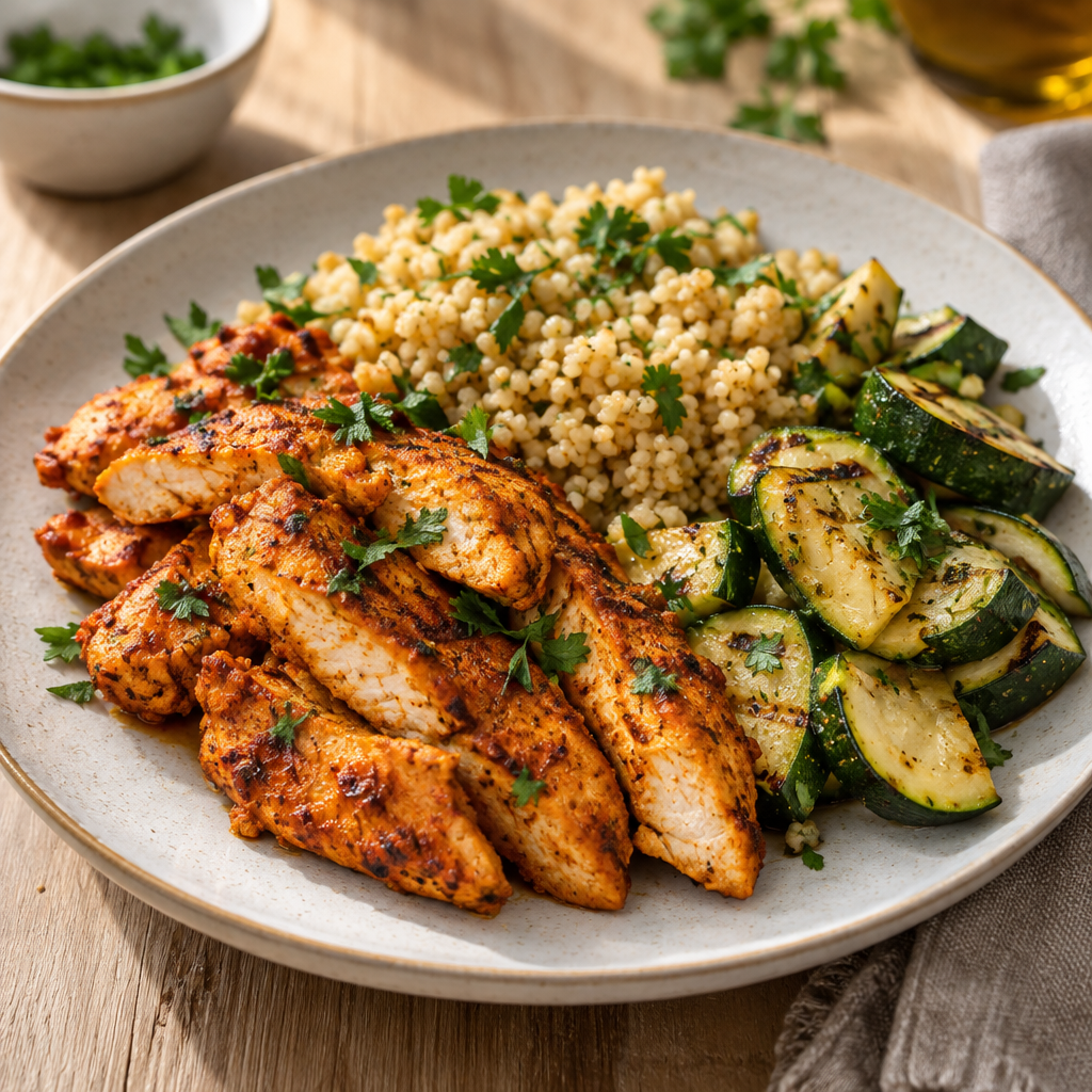 Photo du plat Poulet tikka, boulgour & courgettes