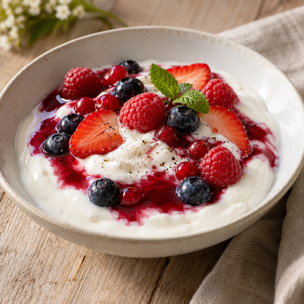Photo du plat Skyr vanille & fruits rouges